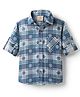 Rikidoos Full Sleeves Checked & Snowflakes Embroidered Shirt - Blue