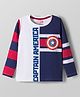 Pine Kids Marvel Single Jersey Knit Full Sleeves Cut & Sew T-Shirt with Captain America Graphics - Multicolor