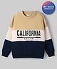 Primo Gino 100% Cotton Drop Shoulder Full Sleeves Colour Block Oversized Sweatshirt With Text Print - Multi Colour