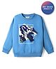 Primo Gino 100% Cotton French Terry Knit Full Sleeves Drop Shoulder  Oversized Sweatshirt with Tiger Print & Embroidery - Light Blue