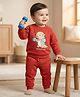 Babyoye 100% Cotton Knit Full Raglan Sleeves T-Shirt & Lounge Pant Set With Dino Print - Red