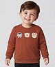 Babyoye 100% Cotton Knit Full Sleeves Sweatshirt With Animal Patch Detailing - Brown