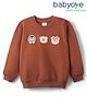 Babyoye 100% Cotton Knit Full Sleeves Sweatshirt With Animal Patch Detailing - Brown