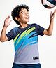 Pine Active Half Sleeves T-Shirt with Abstract Print - Grey