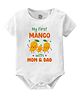 Baby Buzz 100% Cotton Summer Theme Half Sleeves My First Mango With Mom & Dad Text Printed Onesie - White