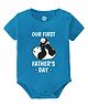 Baby Buzz 100% Cotton Fathers Day Theme Half Sleeves Our First Fathers Day Text Printed Onesie - Blue