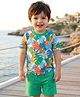 Babyhug Single Jersey Knit Half Sleeves T-Shirt & Shorts Set with Jungle Theme Print - Mint