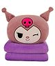 Happy Hues 2-in-1 Cinnamon Pillow with Zipper & Blanket  160 x 110 cm Soft Travel Blanket for Kids (08 Yrs)  Blanket Stores Inside Cute Plush  Pillow-Purple
