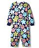 Babyhug Cotton Knit Full Sleeves Jumpsuit With Smiley & Floral Print - Navy Blue