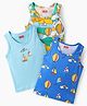Babyhug 100% Cotton Knit Sleeveless Air Balloon & Boat Printed Sando Vests Pack of 3 - Multicolor