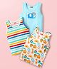 Babyhug 100% Cotton Single Jersey Knit Sleeveless Sando Pack of 3 - Light Blue & White