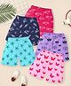 KUCHIPOO Cotton Pack Of 5 Floral & Butterfly Printed Shorts - Blue Pink Lilac Magenta & Navy Blue