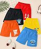 KUCHIPOO Cotton Pack Of 5 Beach Theme & Typography Printed Shorts - Red Black Orange Yellow & Blue