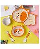 SANJARY Eco Friendly Bamboo Fiber Naughty Dog Children's Dinnerware Baby Cute Tableware 5PCs  Set For Kids Color May Vary