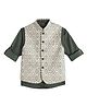 Charchit Cotton Blend Woven Abstract Embroidered & Sequins Embellished Nehru Jacket With Full Sleeves Shirt - Green