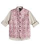 Charchit Cotton Blend Woven Floral Embroidered Nehru Jacket With Full Sleeves Shirt - Pink