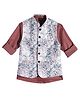 Charchit Cotton Blend Woven Floral Embroidered Nehru Jacket With Full Sleeves Shirt - Magenta