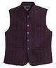 Charchit Cotton Blend Sleeveless Cable Knit Embroidered Nehru Jacket - Maroon