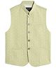 Charchit Cotton Blend Woven Sleeveless Floral Embroidered Nehru Jacket - Pista Green