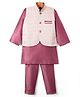 Ridokidz Full Sleeves Solid Kurta & Pyjama With Abstract Printed Jacket Set - Onion Pink