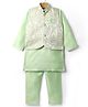 Ridokidz Full Sleeves Solid Kurta & Pyjama With Floral Printed Jacket Set - Pista