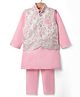 Ridokidz Full Sleeves Solid Kurta & Pyjama With Floral Printed Jacket Set - Baby Pink