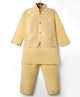 Ridokidz Full Sleeves Solid Kurta & Pyjama With Floral Printed Jacket Set - Yellow