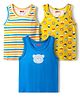 Babyhug 100% Cotton Single Jersey Knit Sleeveless Vest with Animal Print & Stripe Design Pack of 3 - Yellow & Blue