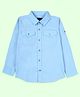 Kiddopanti Cotton Woven Full Sleeves Solid Pocket Detailed Shirt - Pastel Blue