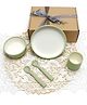 Kids Station 5-Piece Silicone Feeding Set  Includes suction plate, bowl, cup, fork & spoon. BPA-free, safe & durable. Makes mealtime fun, easy & mess-free. Ideal for toddlers  Green.