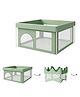 Kids Station Foldable Playpen for babies up to 4 yrs. Safe, portable & easy to set up. Includes storage pocket & grasp rings. Size: L 127 x B 127 cm(Green). Ideal for indoor toddler playtime.