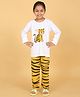 Little Ginnie Cotton Knit Full Sleeves Sleepy Tiger Printed Night Suit Set - White
