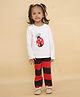 Little Ginnie Cotton Knit Full Sleeves Lady Bug Printed Night Suit Set - White