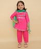 Little Ginnie Cotton Woven Three Fourth Sleeves Gota Lace Embellished Anarkali Style Kurta Pant With Dupatta Set - Pink