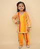 Little Ginnie Cotton Woven Full Sleeves Bandhani Printed & Gota Lace Embellished Kurta & Salwar Set - Yellow