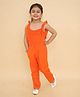 Little Ginnie Cotton Woven Sleeveless Frill Detailed Smocked Jumpsuit - Orange