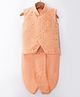 Ridokidz Sleeveless Mirror Work Embellished & Embroidered Coordinating Dhoti Kurta - Light Peach