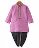 Ridokidz Full Sleeves Paisley Lace Embellished Coordinating Dhoti Kurta - Onion Pink