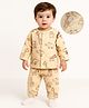 Babyoye 100% Cotton Knit Full Sleeves Co-ords Night Suit With Animal Print - Yellow