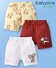 Babyoye 100% Organic Muslin Shorts With Animal Print Pack Of 3 - Red White & Light Yellow