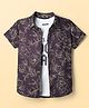 Pine Kids Viscose Woven Half Sleeves Shirt with Inner Tee & Floral Print - Purple