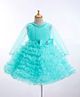 Rassha Full Sleeves Ruffle & Bow Applique Detailed Knee Length Dress - Sea Green