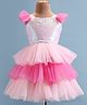 Rassha Frill Sleeves Sequins Embellished Layered Knee Length Dress - Light Pink