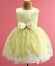 Rassha Sleeveless Floral Sequins Embellished & Bow Applique Detailed Knee Length Dress - Lemon