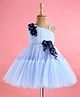 Rassha Sleeveless Floral Applique Detailed Knee Length Dress - Sky Blue