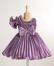 Rassha Half Sleeves  Bow Applique Detailed Knee Length Dress - Purple