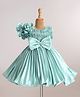Rassha Half Sleeves Bow Applique Detailed Knee Length Dress - Sea Green