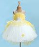 Rassha Sleeveless Floral Patch Detailed & Sequins Embellished Knee Length Dress - White & Yellow