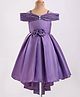 Rassha Cold Shoulder Sleeves Floral Applique Detailed Knee Length High Low Dress - Purple