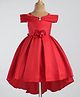 Rassha Cold Shoulder Sleeves Floral Applique Detailed Knee Length High Low Dress - Red